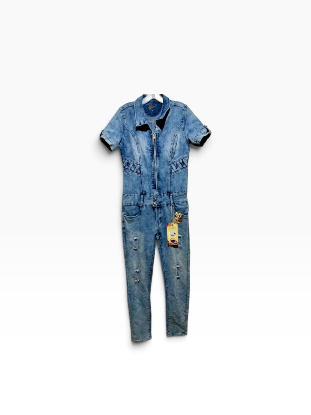NWT Kalowa Brand Denim Jumpsuit Sz L